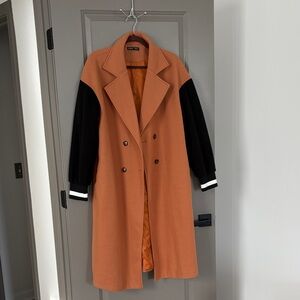 SHEIN Orange and Black Trench Coat